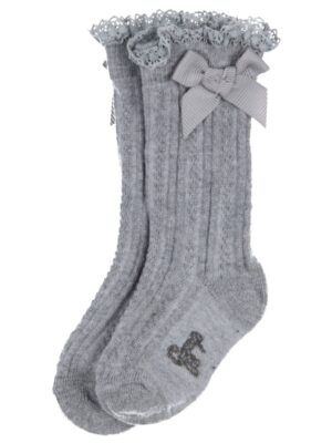 Kniekousen met strikje lichtgrijs - GYMP