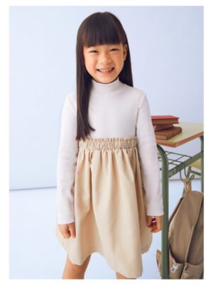 Jurk met off-white bovenstuk en beige rok - Mayoral