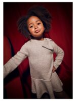 Jurk met glitter en strik beige - MAYORAL