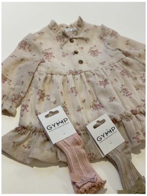 Jurk met bloemen + kniekousjes