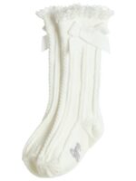 Kniekousen met strikje off-white