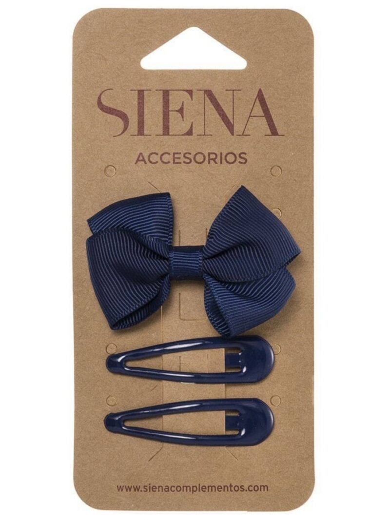 Set van 2 speldjes + strik donkerblauw - SIENA