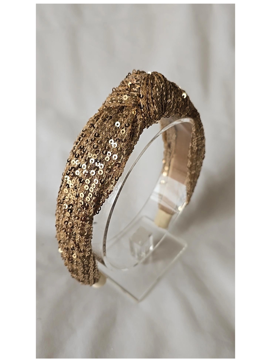 Diadeem met knoop en fijne pailletten goud - BY MEV