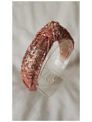 Diadeem met knoop en fijne pailletten oudroze - BY MEV