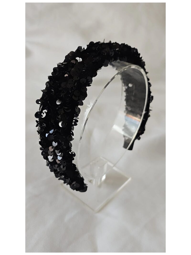 Diadeem met pailletten zwart - BY MEV