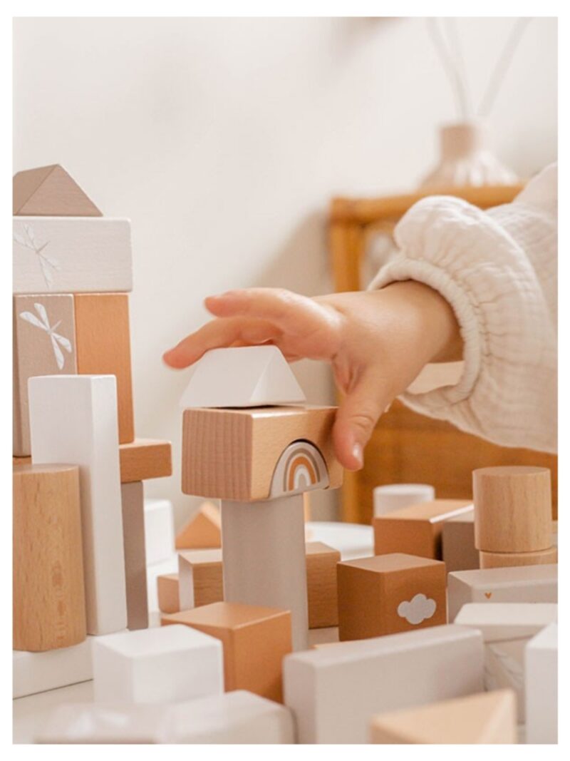 Houten blokkenset beige - LABEL LABEL
