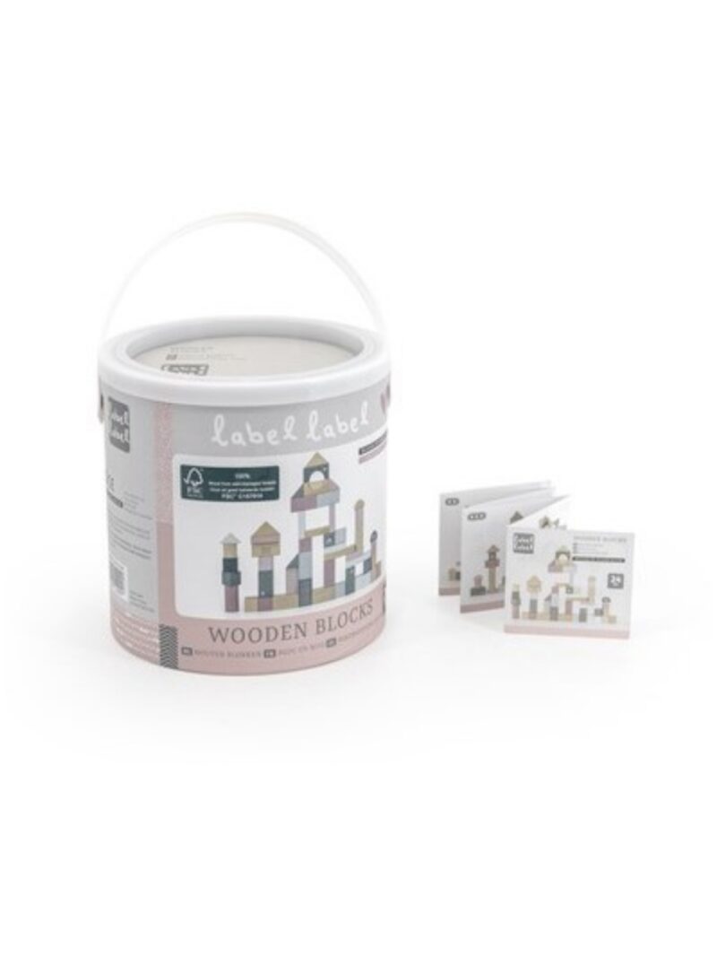 Houten blokkenset roze - LABEL LABEL