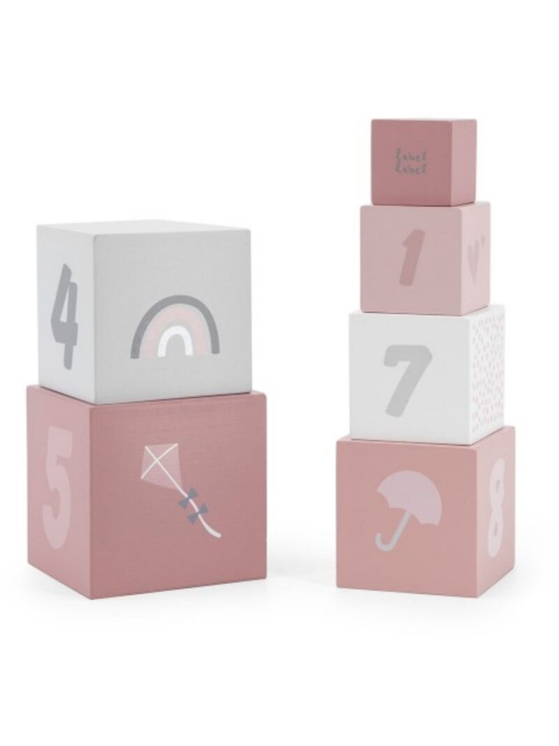 Houten stapelblokken roze - LABEL LABEL