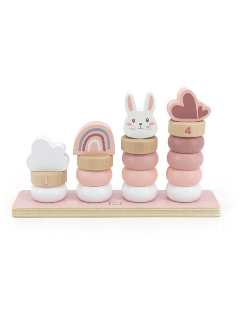 Houten stapelringen roze - LABEL LABEL