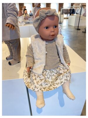 Jurk Karissa beige goud/glitter met bloemetjesrok - GYMP