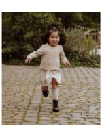 Jurk Karissa beige goud/glitter met bloemetjesrok - GYMP