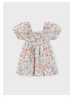 Jurk met bloemen en pofmouwen - MAYORAL