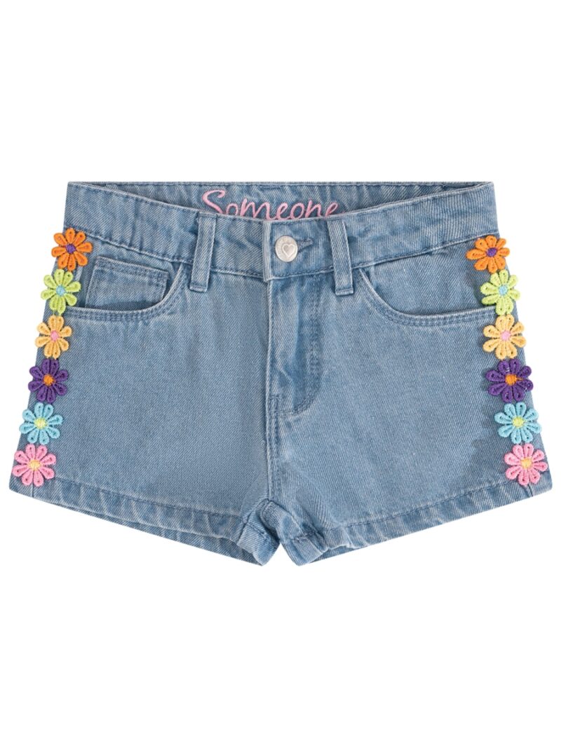 Jeansshort met bloemetjes - SOMEONE
