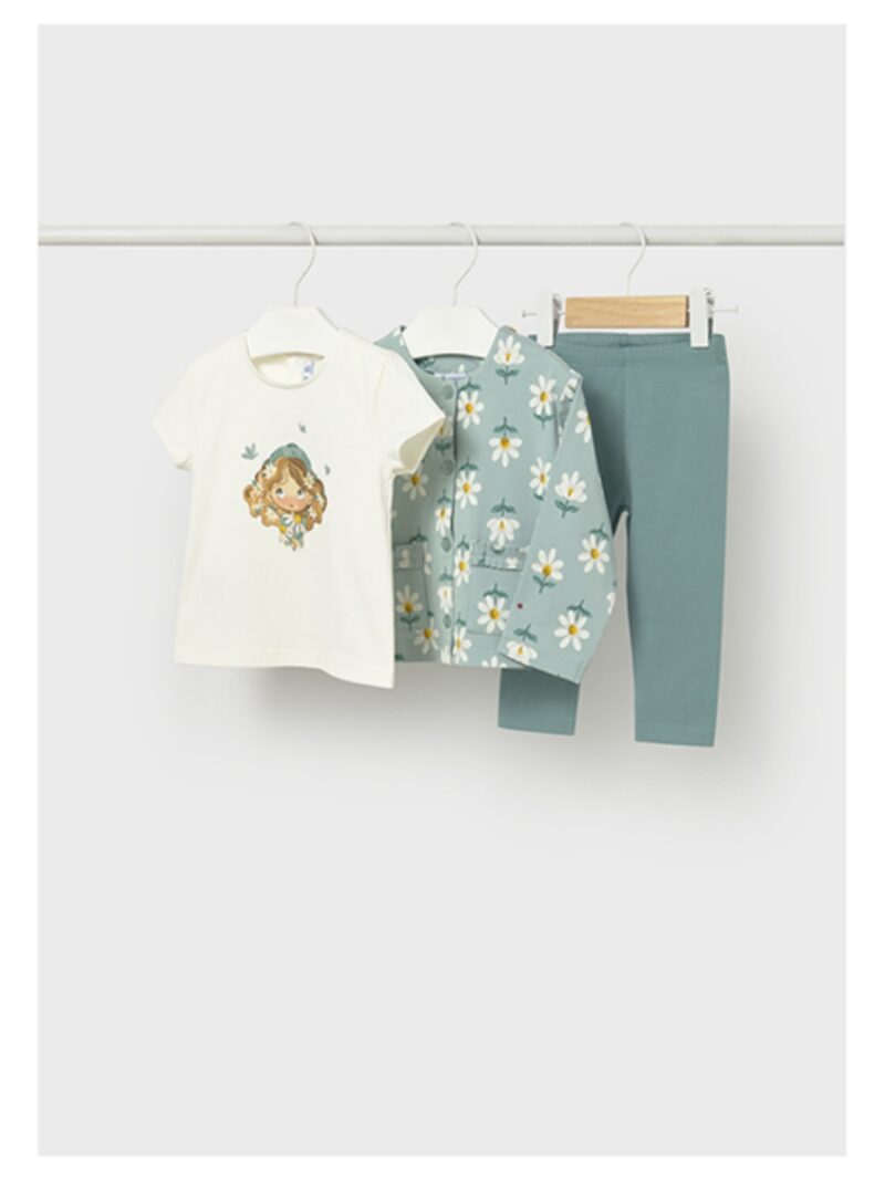 Set t-shirt + legging + vestje met bloemen - MAYORAL