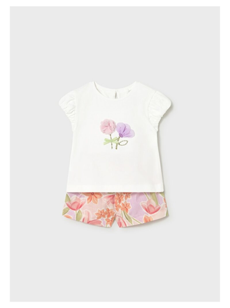Set van t-shirt + shortje met bloemen - MAYORAL