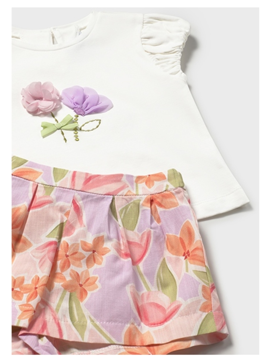 Set van t-shirt + shortje met bloemen - MAYORAL