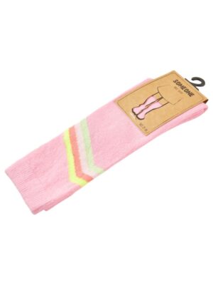 Kniekousen roze met gekleurde strepen - SOMEONE COPY