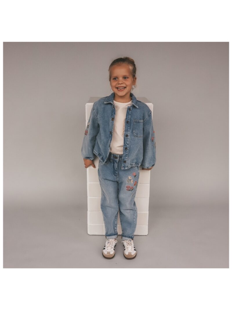 Stretch Denim | Baggy Jeans met bloemen - YOUR WISHES