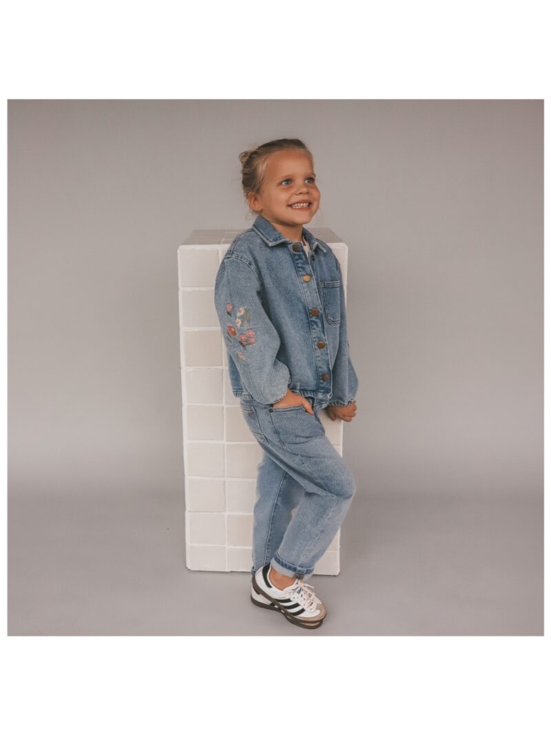 Stretch Denim | Baggy Jeans met bloemen - YOUR WISHES