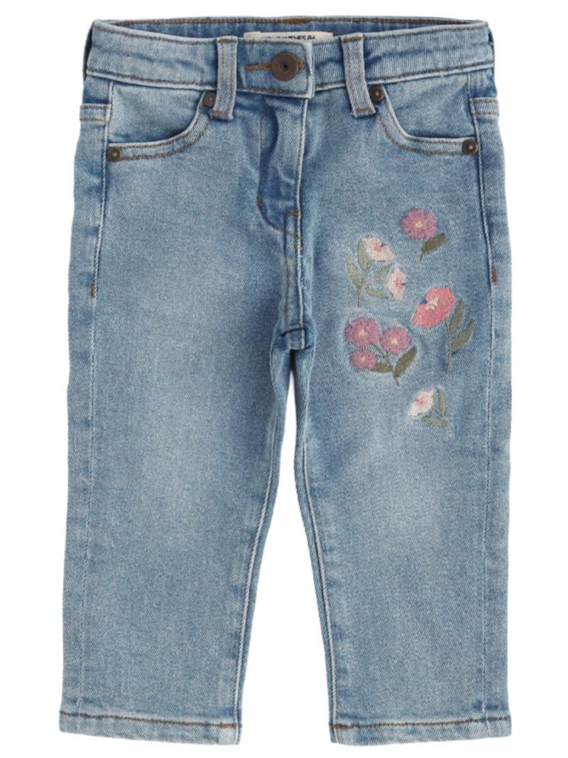 Stretch Denim | Baggy Jeans met bloemen - YOUR WISHES