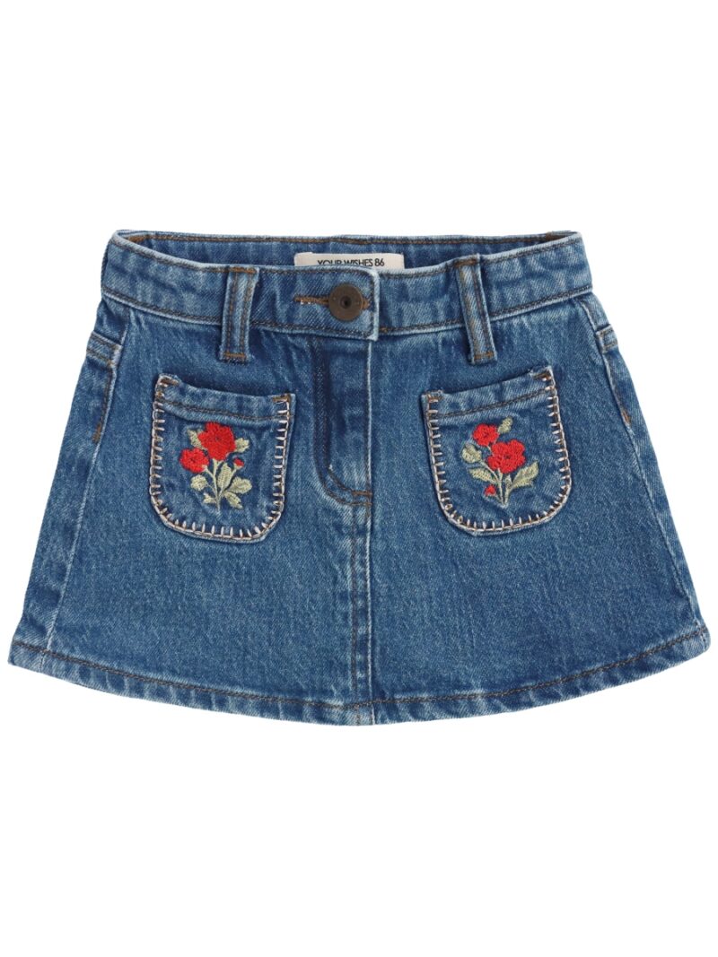 Stretch Denim | Jeansrok met roosjes - YOUR WISHES