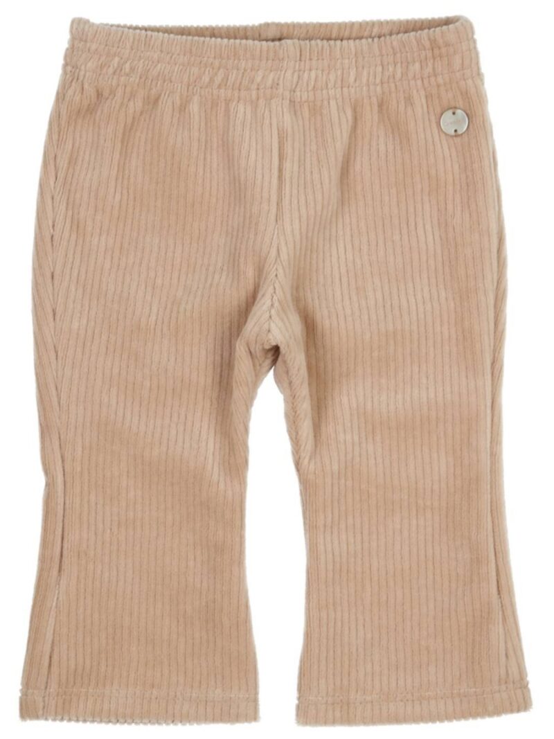 Broek Beth fijne rib flared beige - GYMP Broek Beth fijne rib flared beige - GYMP
