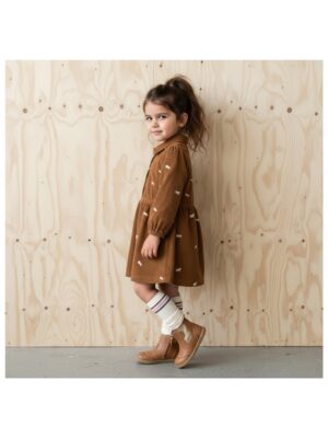 Jurk met fijne rib en paardjes bruin - SOMEONE