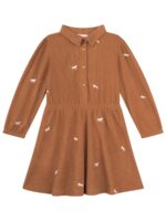 Jurk met fijne rib en paardjes bruin - SOMEONE