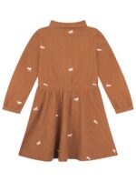 Jurk met fijne rib en paardjes bruin - SOMEONE