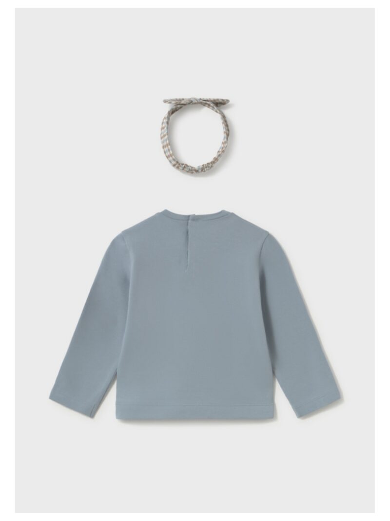 Longsleeve bloem + haarband zachtblauw - MAYORAL