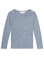 Longsleeve met fijne glitter en strikje blauw - SOMEONE