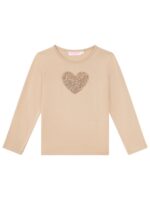 Longsleeve met glitterhartje beige - SOMEONE