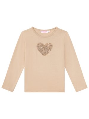 Longsleeve met glitterhartje beige - SOMEONE