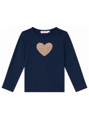 Longsleeve met glitterhartje donkerblauw - SOMEONE