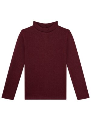 Longsleeve met kraagje en fijne glitter bordeaux - SOMEONE