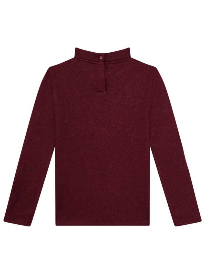Longsleeve met kraagje en fijne glitter bordeaux - SOMEONE