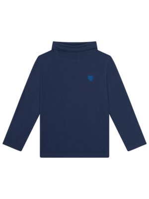 Longsleeve met kraagje en hartje donkerblauw - SOMEONE