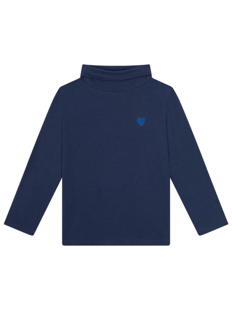 Longsleeve met kraagje en hartje donkerblauw - SOMEONE