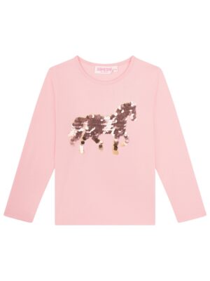 Longsleeve paard met pailletten roze - SOMEONE