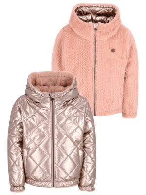 Aimee reversible short hooded jacket mud - LIKE FLO