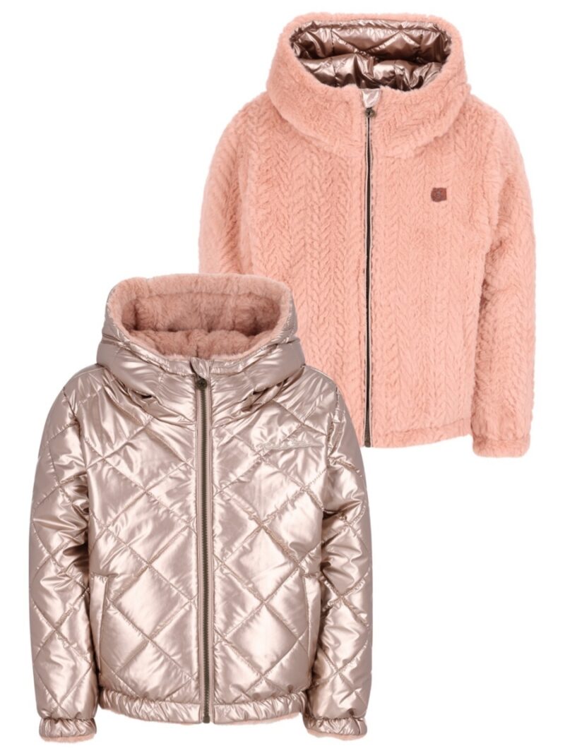 Aimee reversible short hooded jacket mud - LIKE FLO