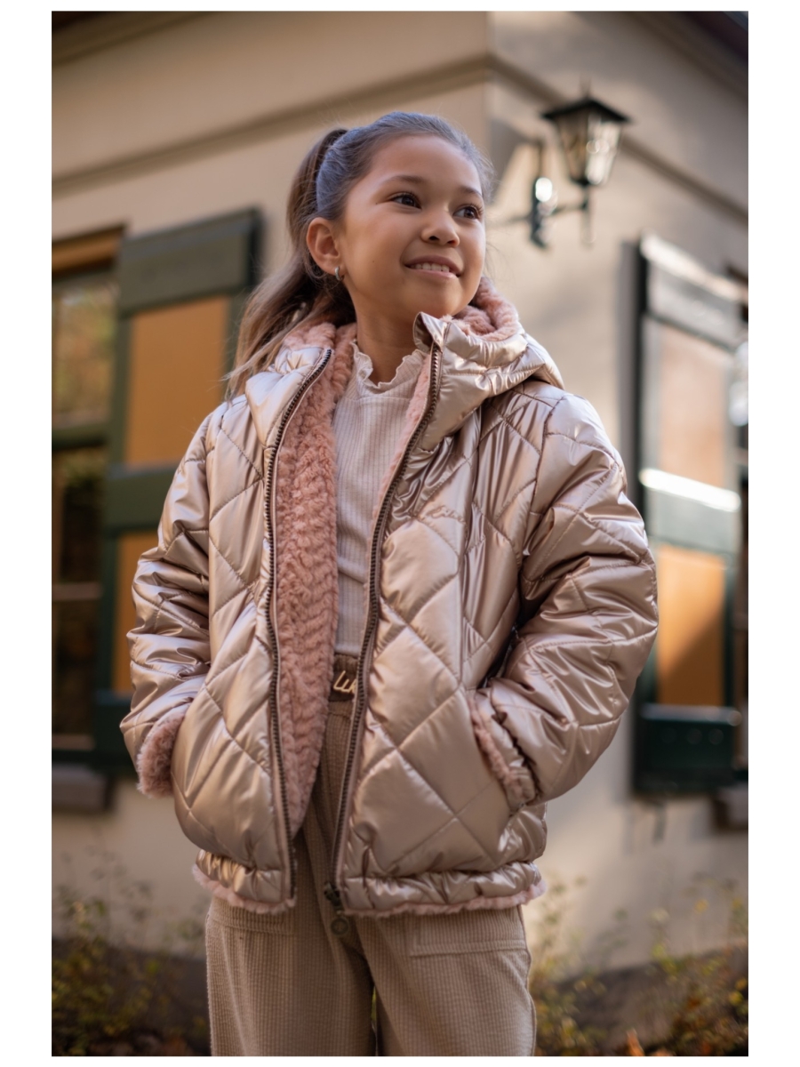 Aimee reversible short hooded jacket mud - LIKE FLO