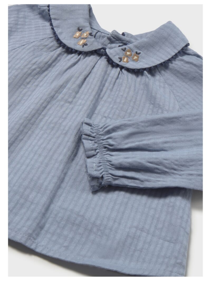 Blouse blauw met bloemen op kraagje - MAYORAL