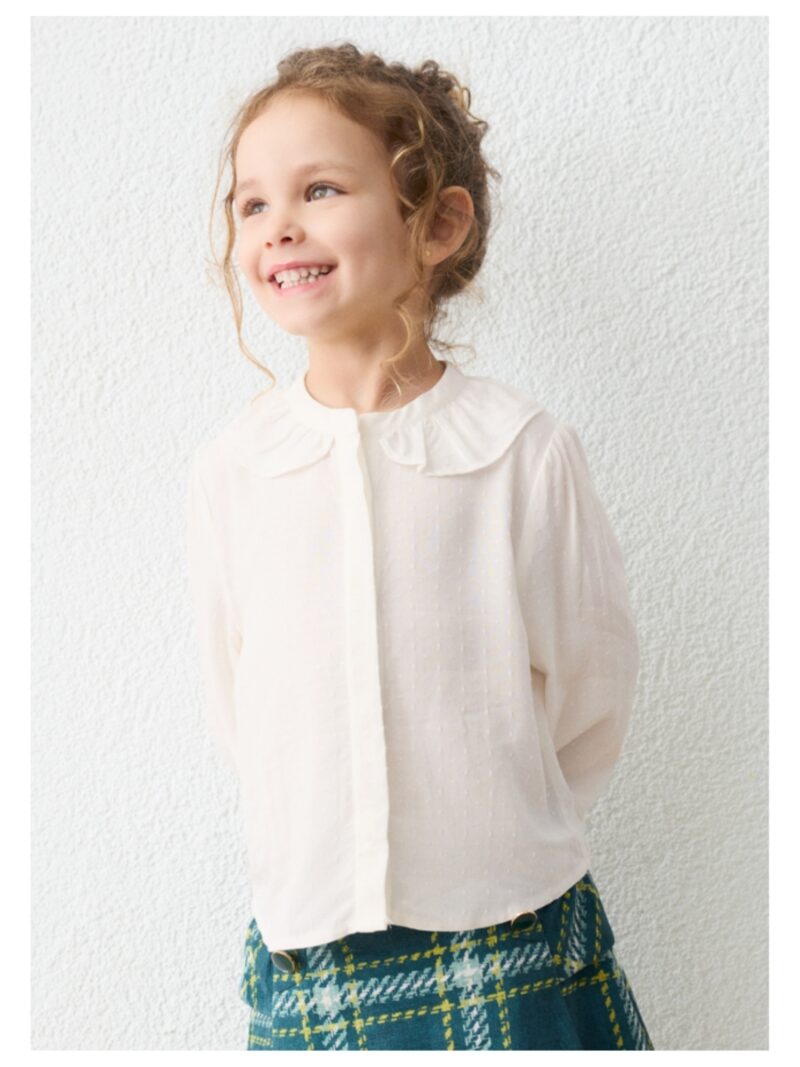 Blouse met kraagje en fijne bolletjes off-white - MAYORAL