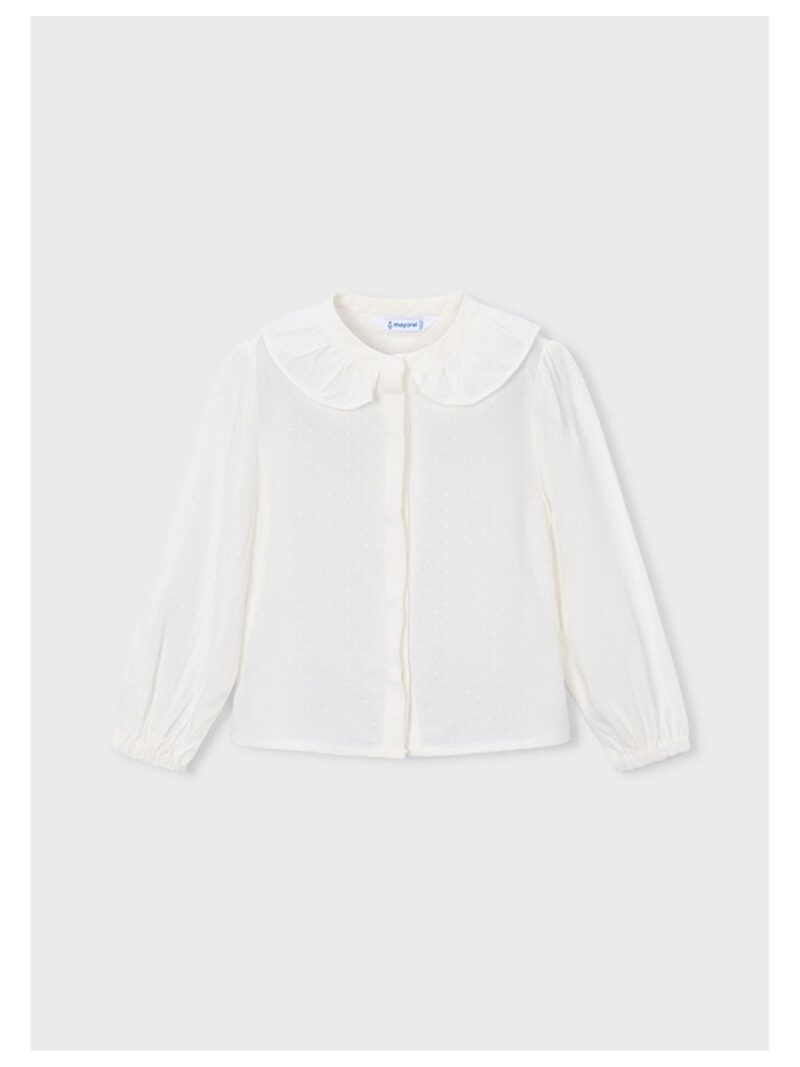 Blouse met kraagje en fijne bolletjes off-white - MAYORAL