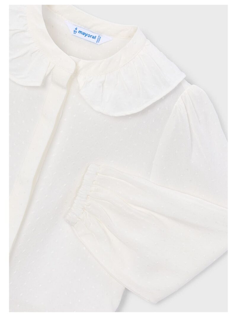 Blouse met kraagje en fijne bolletjes off-white - MAYORAL