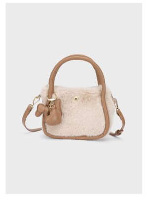 Faux-fur handtas beige/bruin met bedeltjes - MAYORAL