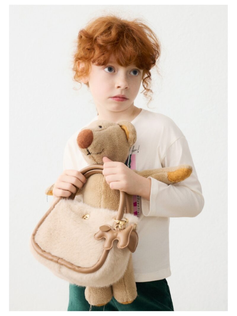 Faux-fur handtas beige/bruin met bedeltjes - MAYORAL