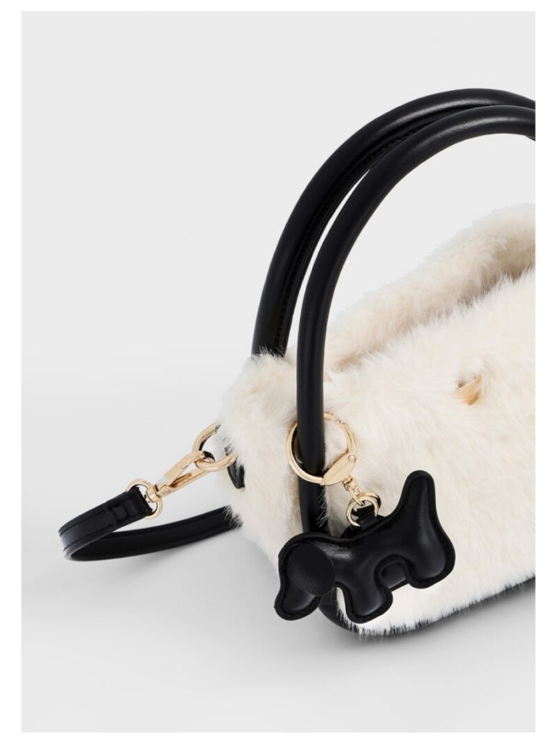Faux-fur handtas beige/zwart met bedeltjes - MAYORAL