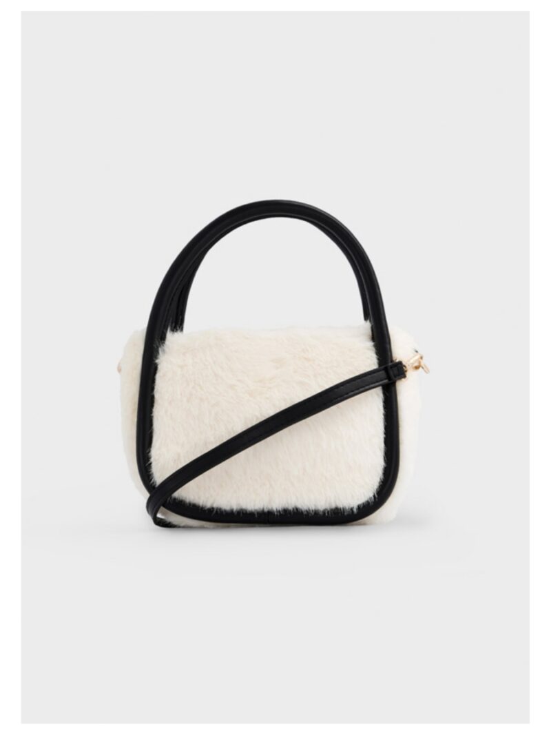 Faux-fur handtas beige/zwart met bedeltjes - MAYORAL